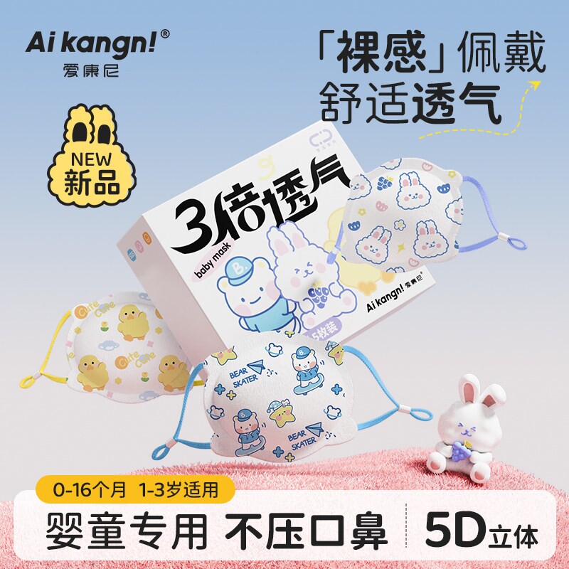 婴儿口罩0到6月专用婴幼儿12月宝宝小月龄防护用1-3岁3d立体