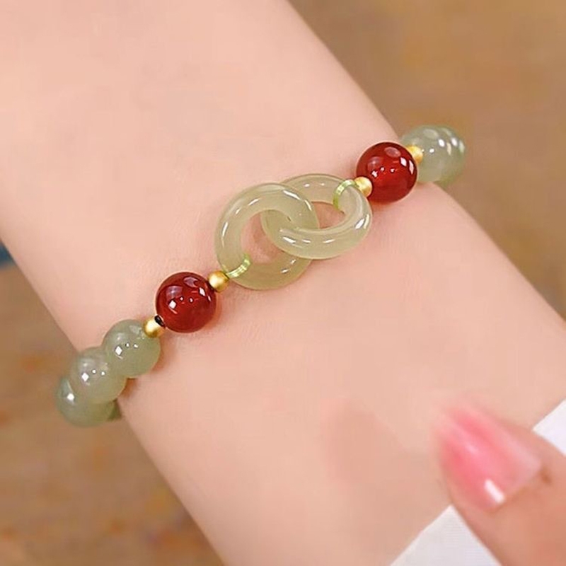环环相扣新中式礼物手链玻璃儿童手链女设计平安扣手串闺蜜生日