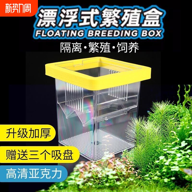 观赏鱼孵化盒悬浮隔离盒繁殖隔离盒孔雀鱼斗鱼孵化盒亚克力孵化器
