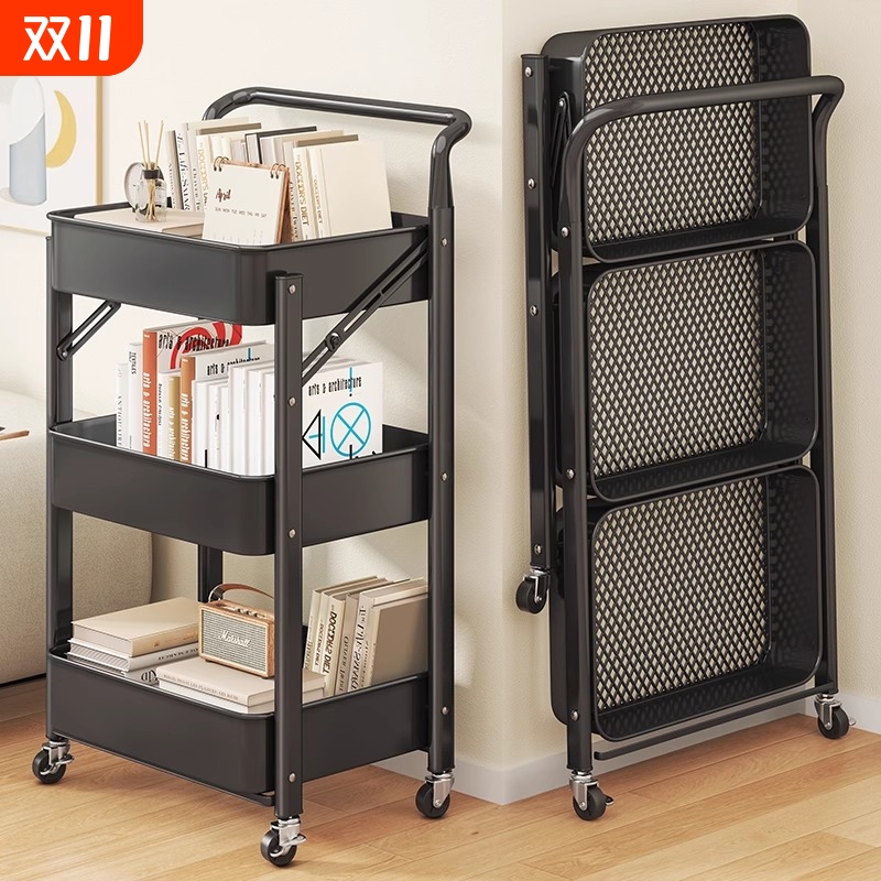 小推车置物架厨房浴室落地多层卧室移动书架收纳架用品零食储物架