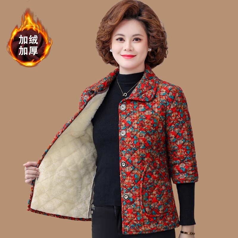 中老年人妈妈装半袖棉服女马甲秋冬加绒加厚棉衣马夹中袖棉袄轻薄