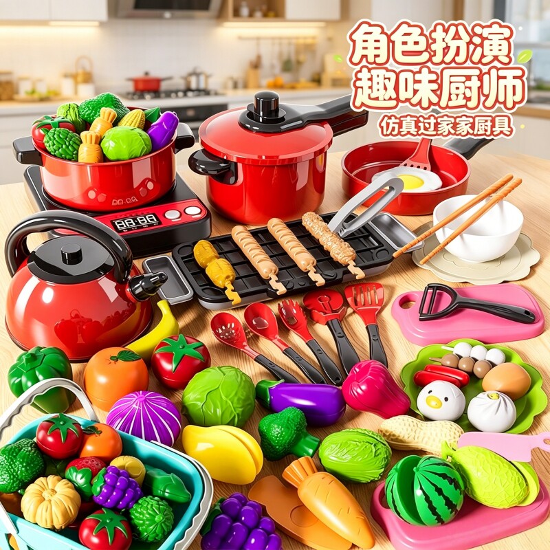 做饭厨房玩具儿童厨具套装宝宝过家家仿真煮饭切切乐女孩生日礼物
