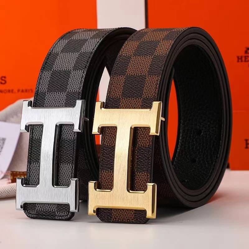 爱马男仕皮带新款头层牛皮纯铜平滑扣腰带时尚百搭商务高端裤带