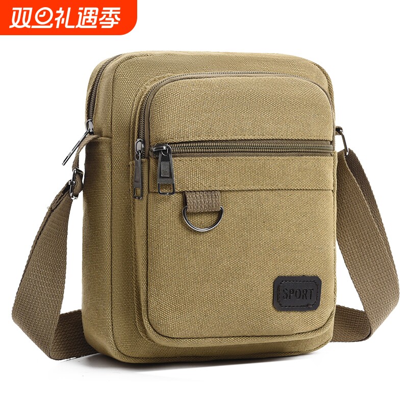 新款男士斜挎包收纳包单肩高级电工包休闲帆布百搭潮流多功能男包