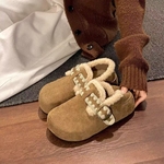 内增高厚底加绒保暖两穿勃肯鞋女鞋2025新款冬季雪地靴毛毛鞋棉鞋