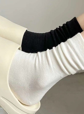 春夏季纯棉无骨防臭防脚气白色堆堆袜子女中筒袜透气月子袜