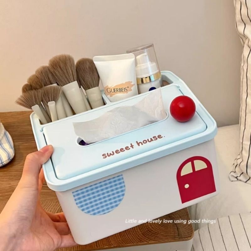 2025新款小房子桌面收纳盒纸巾盒化妆刷口红筒文具杂物书桌置物架,收纳整理,桌面收纳盒,淘宝优惠券,粉丝福利购,淘宝优惠卷