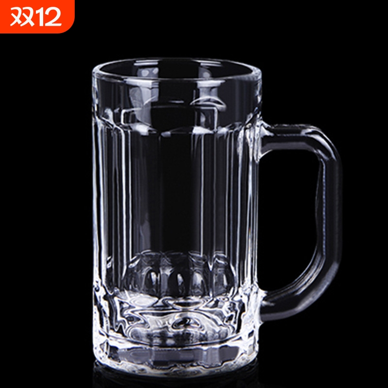 玻璃杯家用茶楼大容量带把加厚耐热泡茶杯喝水杯牛奶果汁杯扎啤杯