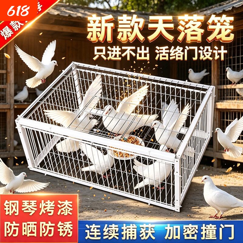 天落笼鸽子笼鸡笼活络门只进不出撞门鸽子笼铁笼跳笼全自动门神器