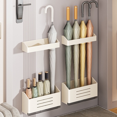 磁吸入户玄关家用伞架壁挂收纳柜架门后雨伞桶放伞置物沥水架门口