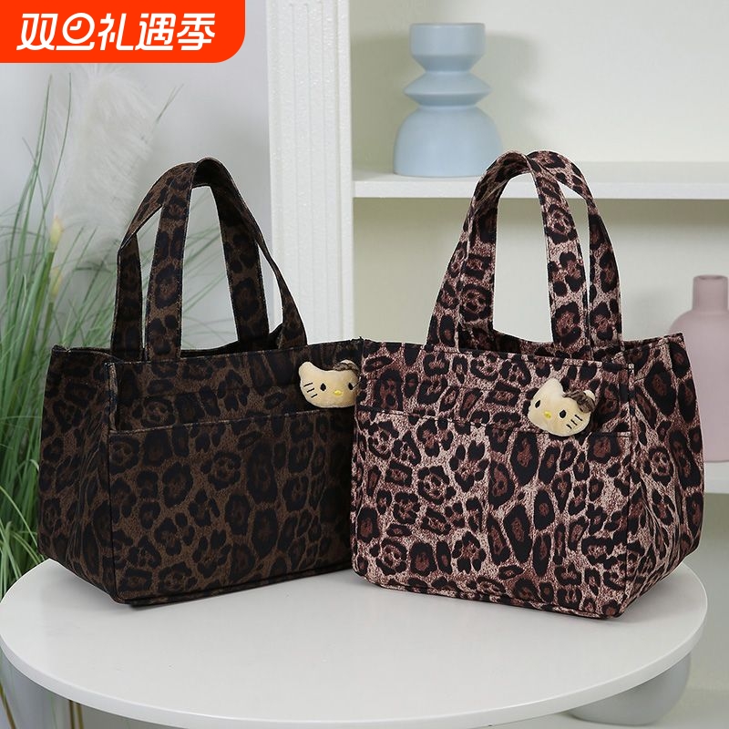 帆布包卡通外出防水大容量新款时尚手提包饭盒拎包上班手提袋便当