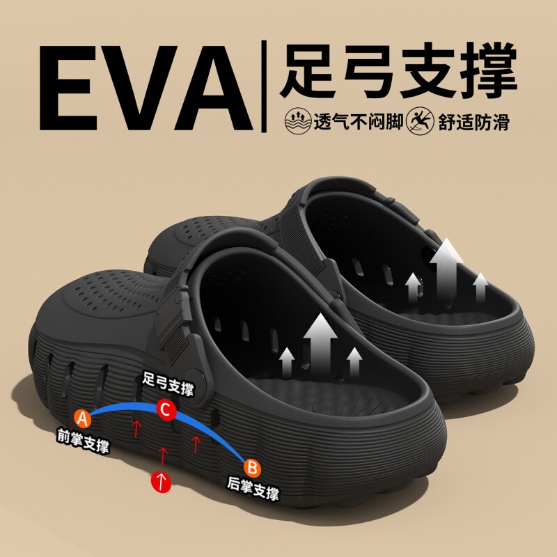 厚底洞洞鞋男士2026夏季透气外穿凉拖EVA防滑溯溪沙滩鞋软底支撑