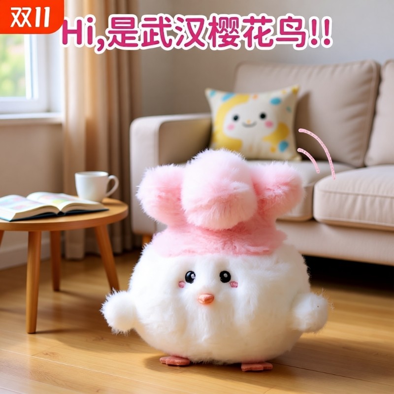 武汉文创蒜鸟发声玩偶和平鸟挂件纪念品公仔钥匙扣毛绒玩具送女友