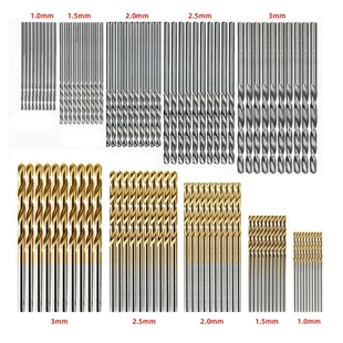 分销严选50pcs镀钛麻花钻套装 3mm钻头高速钢直柄 微型开孔麻花钻1