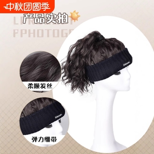 針織帶頭發(fā)發(fā)帶一體空頂帽羊毛卷 高馬尾假發(fā)帽帽子假發(fā)女網(wǎng)紅新款