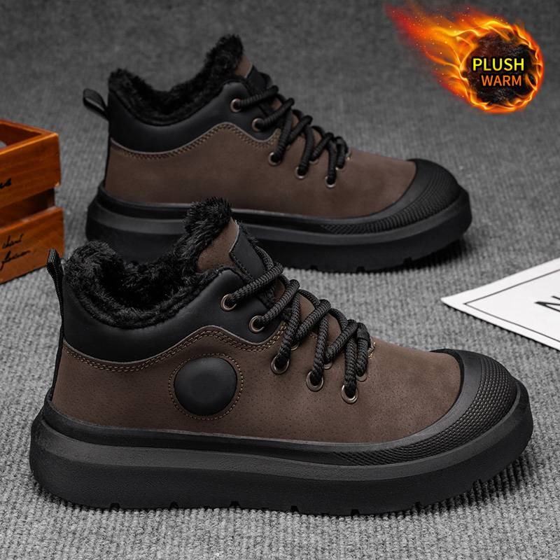 中帮马丁靴男冬季加绒加厚保暖棉鞋休闲运动防水防滑东北雪地靴男