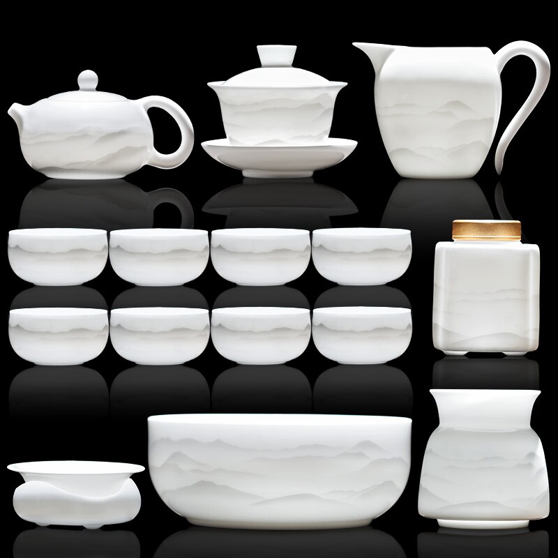 羊脂玉功夫茶具套装家用2025新款轻奢高档白瓷泡茶壶茶杯玉瓷整套