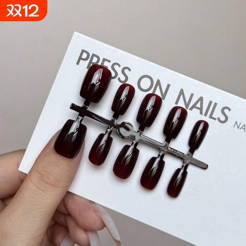 2025新款穿戴甲暗黑朋克风美甲 黑色甜酷辣妹美甲贴片热销可拆卸