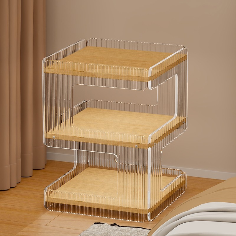 床头柜2025新款轻奢高级感家用卧室多层开放式多功能收纳储物神器