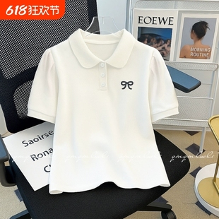 初中生休闲上衣 女童夏季 短袖 2025新款 青少年运动T恤中大童POLO衫