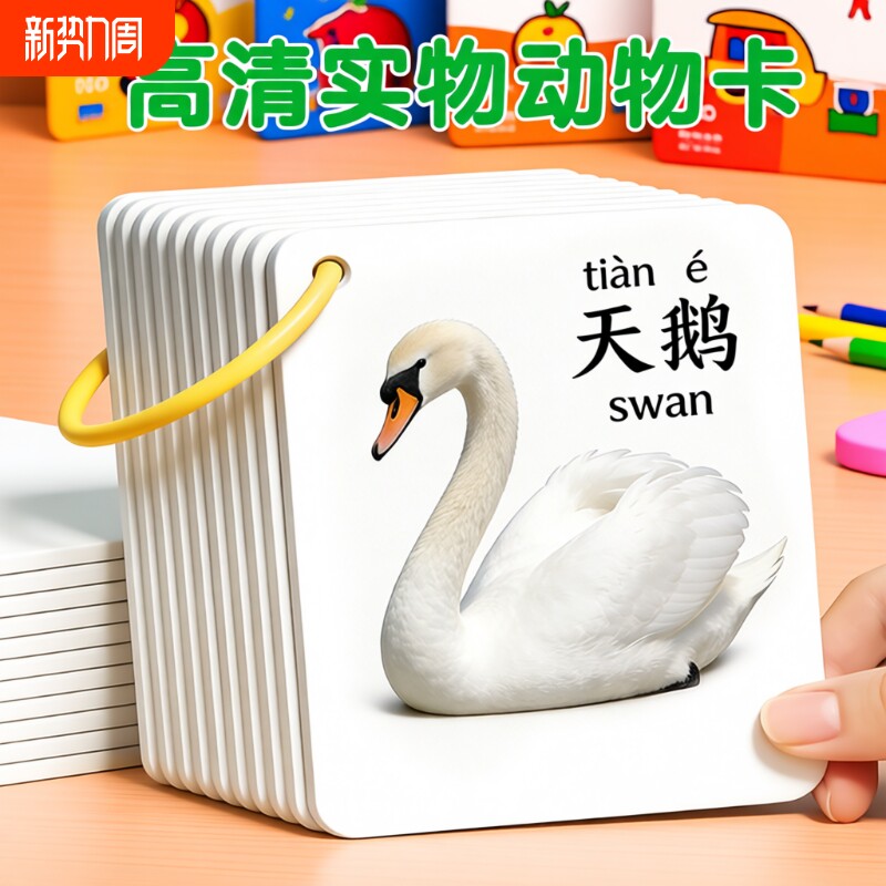 动物卡片认知早教儿童识字看图识物启蒙儿宝宝常识认知卡水果蔬菜