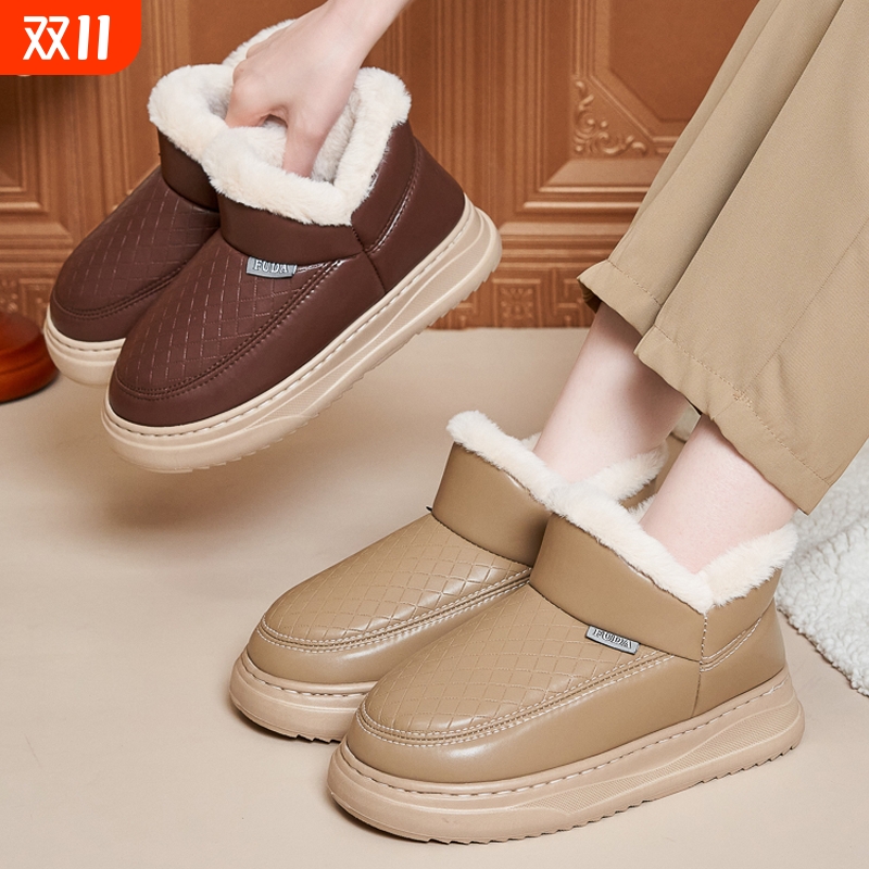 冬季防水包跟保暖棉拖鞋新款加绒加厚防滑居家外穿男女棉鞋雪地靴