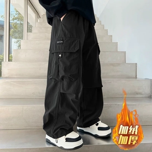 男童裤子工装裤秋冬2025新款儿童冬季加绒运动裤中大童男孩休闲裤