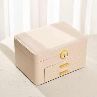 首饰盒高级新款带锁多层戒指项链耳钉耳环精致饰品盒黄金珠宝盒