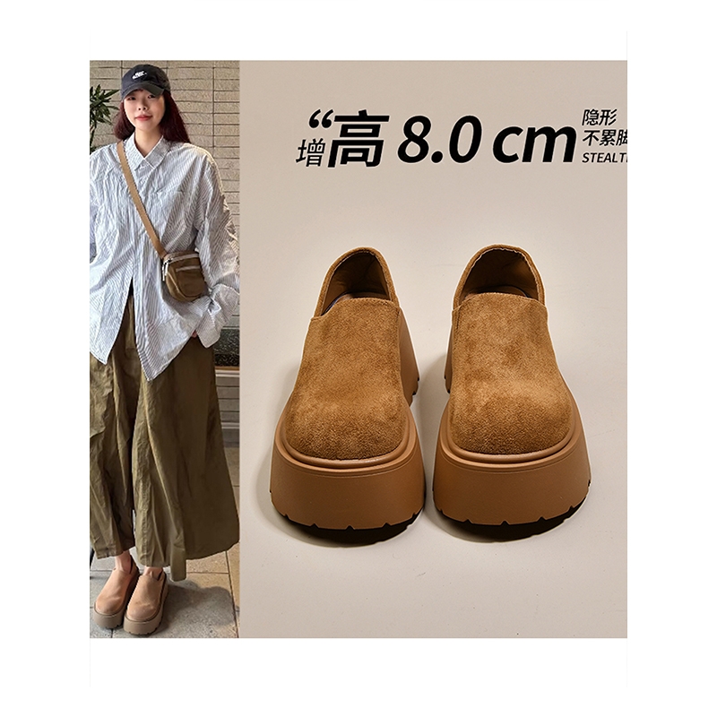 松糕厚底增高全包两穿勃肯鞋女鞋2025新款秋一脚蹬乐福鞋博肯单鞋