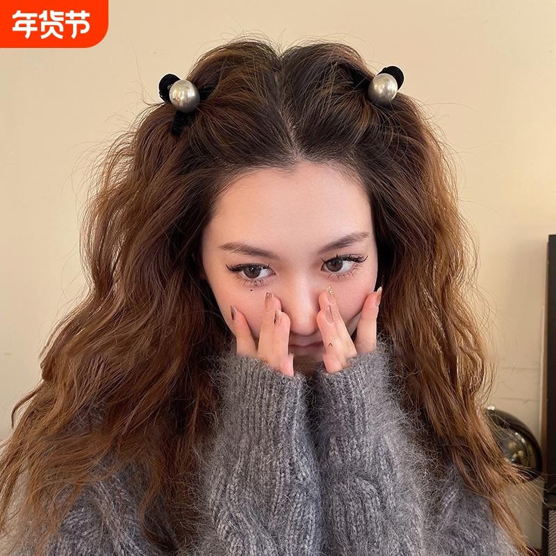 珍珠半扎发发夹头饰刘海小抓夹女2025新款高级感鲨鱼夹公主头卷发
