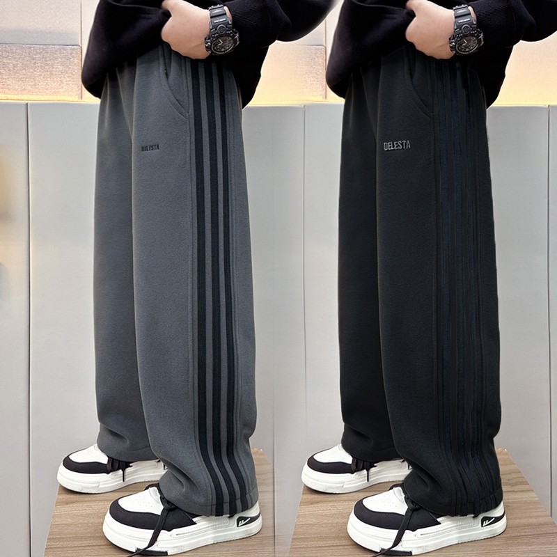 男童裤子加绒运动2025秋冬新款中大童宽松休闲卫裤儿童直筒长裤潮