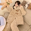 俞兆林睡衣女秋冬季 加绒加厚三层夹棉珊瑚绒奶呼呼冬天家居服套装