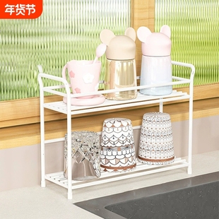 铁艺沥水杯架卫生间浴室窗台面超窄置物架厨房调料架子收纳双层