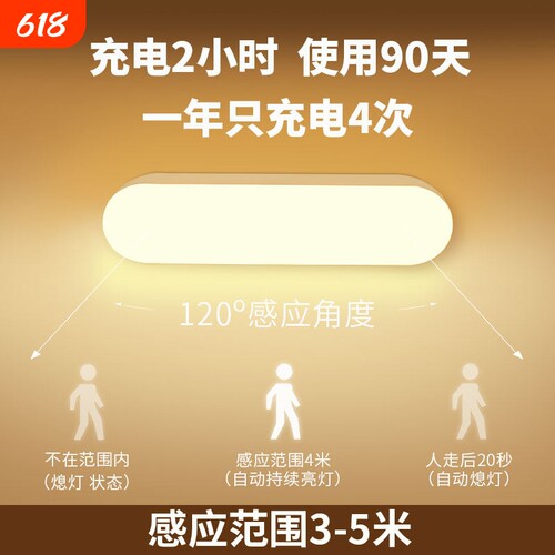 小夜灯卧室睡眠灯充电人来即亮夜间自动感应灯老人起夜床头灯过道
