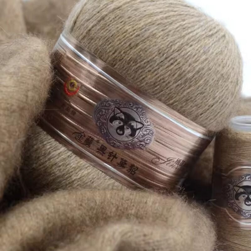 金藏黑针黛貂6+6手编中粗长貂绒编织羊绒毛线正品中细围巾diy毛