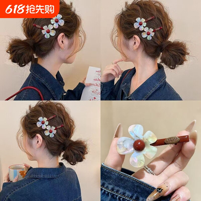 小众设计感炫彩色花朵发夹少女感刘海碎发夹韩国东大门新款头饰