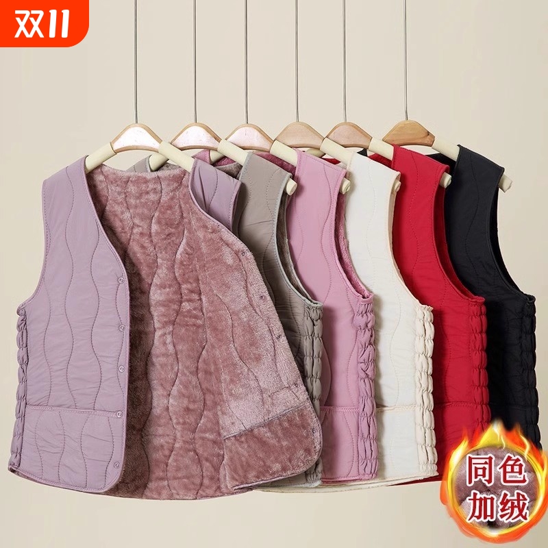 2025新款妈妈马甲背心秋冬款加绒保暖中老年女装短款坎肩冬装上衣