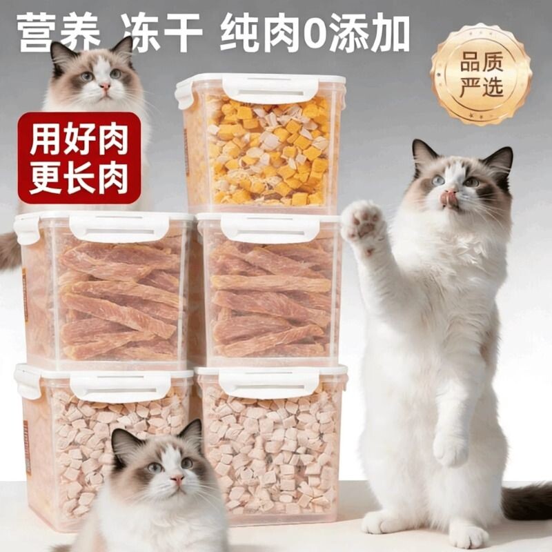 冻干猫零食鸡肉粒鸡胸肉猫咪零食鹌鹑小鱼干营养增肥发腮猫粮鸡肝