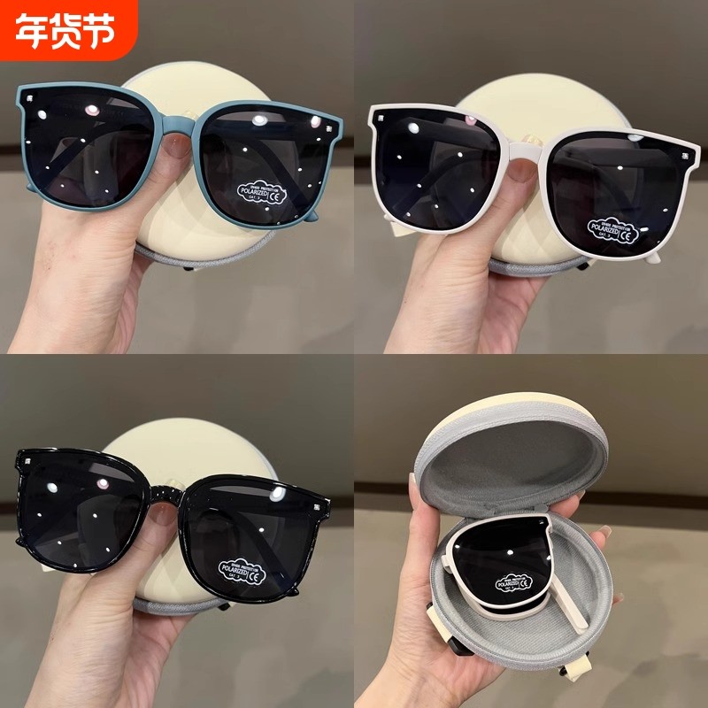 折叠儿童墨镜男童防紫外线女童不伤眼睛防蓝光偏光太阳眼镜圆脸