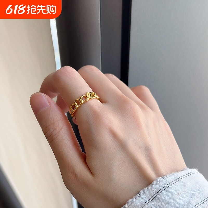 法式灵蛇锁链镂空戒指轻奢高颜值个性小众设计时尚潮流指环手饰品