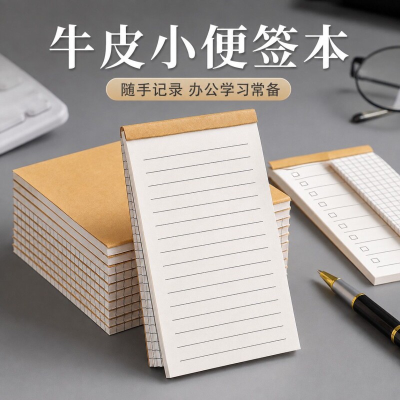 牛皮纸便利贴便签本空白学生用横线便签贴纸可粘小学生初中生专用白色网格错题可撕办公记事标签贴每日格本