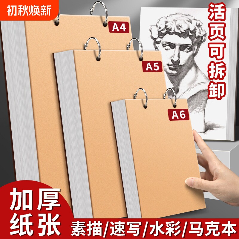 活页素描本速写本画画本A4美术生可拆卸16k绘画马克笔32k空白A5随身水彩8k手绘简笔画幼儿园表征本游戏记录本