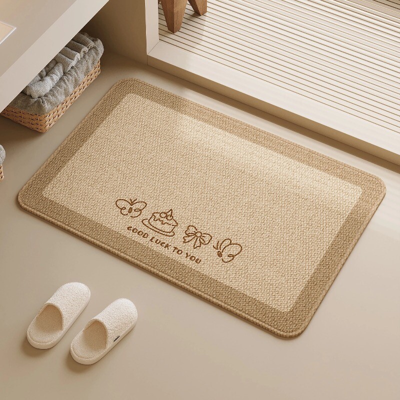 卫生间软垫子浴室吸水地垫入户门亚麻防滑脚垫玄关卧室卫浴耐脏