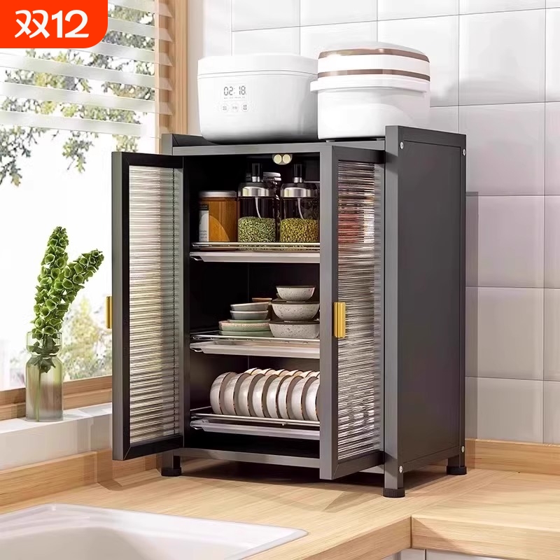 厨房储物柜收纳柜橱柜子多层多功能带门J岩板餐边柜餐具柜碗柜
