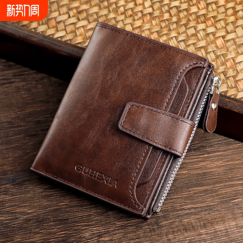 正品钱包男短款驾驶证多功能复古拉链多卡位新款男士皮夹子送爸爸