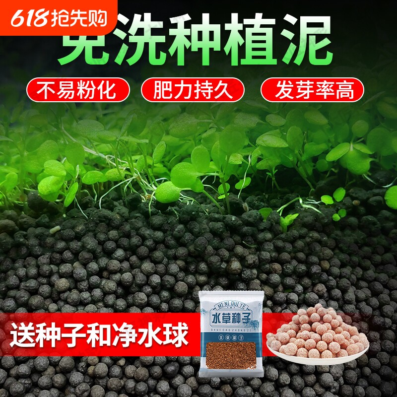 鱼缸专用水草泥种子生态鱼缸造景底部砂石免洗陶粒砂水藻泥碗莲泥