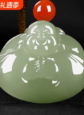 新疆和田市方解石玉佛吊坠弥勒佛大肚佛女款抱抱佛笑佛玉石挂件