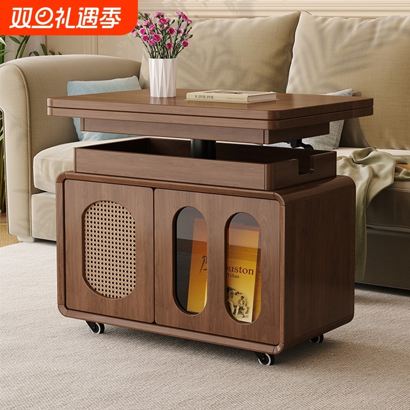 实木茶几可移动升降沙发边柜边几客厅家用小户型小推车餐桌两用