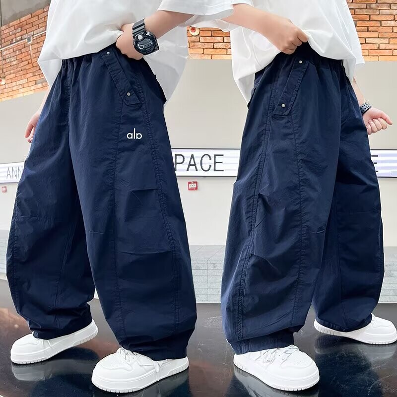 痞帅男童裤子春夏款2026儿童春装阔腿裤春季休闲裤宽松潮蓝色韩版