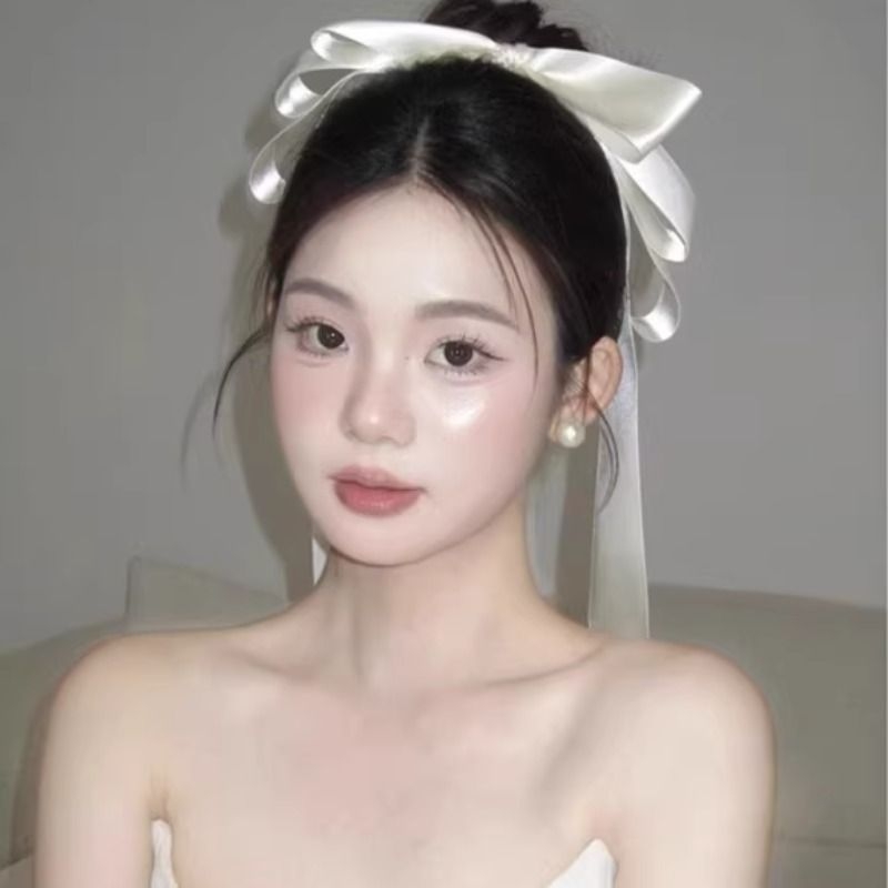 超仙新娘头饰蝴蝶结飘带发夹发饰顶夹森系婚纱礼服拍照道具配饰品